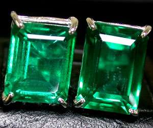 HIGHLY DESIRED GREEN COLUMBIAN EMERALD 925 SILVER EARRINGS  