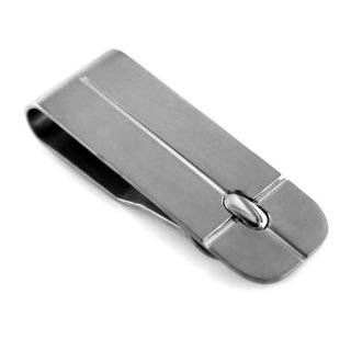 Mens Grey Titanium Money Clip with Oval Accent by  Curated 