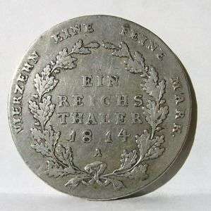 GERMANY, Prussia Wilhelm III large 1814 A silver Thaler  