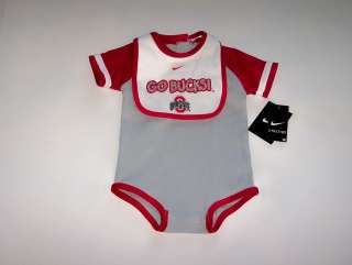   University Buckeyes Nike Infant Onesie Outfit Bib Set 3 6 Mos NWT
