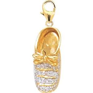  14K Yellow Gold Diamond GirlS Bootie Charm Jewelry