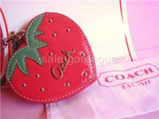 COACH Strawberry Key Chain Wristlet Coin Purse 60881  