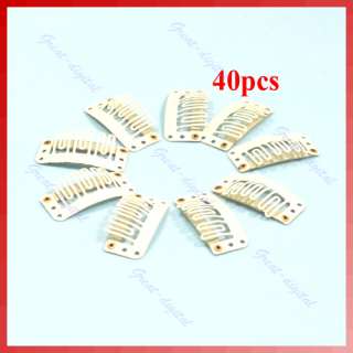 40X U Blonde Snap Clip For Hair Extension wig weft 32mm  