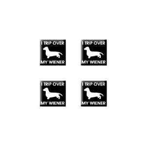 Trip Over My Wiener Dachshund Dog   Set of 4 Badge Stickers