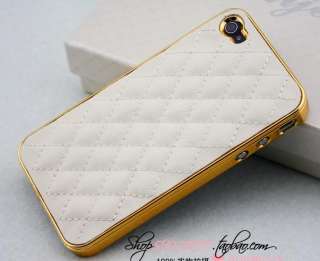 Luxury Designer Leather Case Back Cover Skin For iPhone4 4G Gift Gold 