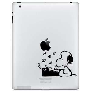   Apple Ipad Vinyl Decal Sticker   Snoopy Typing Apple 