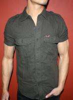 NEW HOLLISTER HCO MUSCLE SLIM FIT MILITARY BUTTON RUGBY POLO OLIVE 