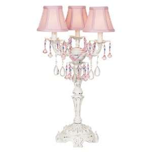  Pretty in Pink Three Light Candelabra Table Lamp