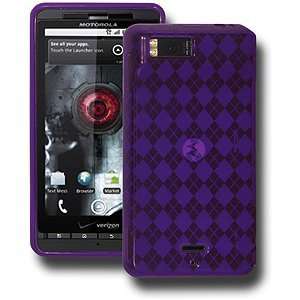 New Amzer Luxe Argyle Skin Case Purple For Verizon Motorola Droid X 