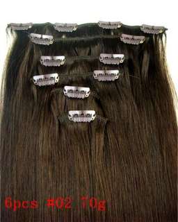 20 6Pcs HUMAN HAIR CLIP IN EXTENSION #02 70g&26 Wide  
