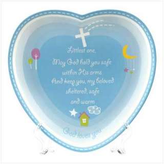 NEW BABY BOY BLUE HEART PROTECTION PRAYER WALL PLAQUE  