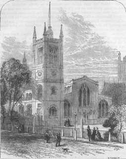 LONDON St Margarets church , antique print, c1880  