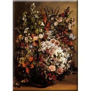   of Flowers in a Vase 21x30 Streched Canvas Art by Courbet, Gustave