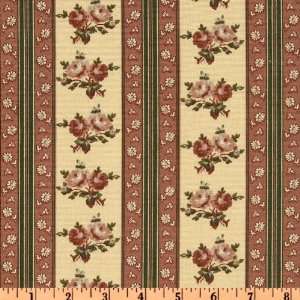  54 Wide Covington Leith Floral Stripe Rouge Fabric By 