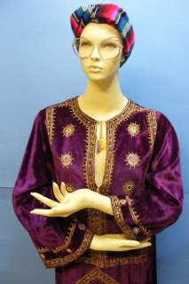 RARE Vtg Pakistan PAKISTANI Islamic H Embroidered Velvet Ethnic Dress 