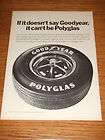 VINTAGE 1969 Goodyear Polyglas Wide Tires Print Ad Art