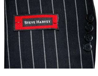 STEVE HARVEY BLACK/WHITE CHALK STRIPES SUIT~SZ 42L  