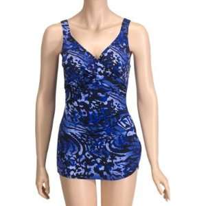  Blue and Black Crossover Sarong Swimsuit