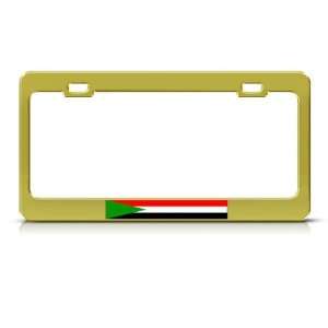 Sudan Sudanese Flag Gold Country Metal license plate frame Tag Holder