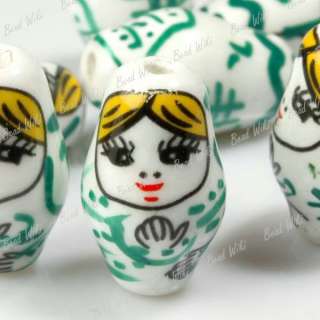 10 White Russian Doll Charm Porcelain Beads 22mm PB0015  