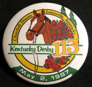 87 Official Kentucky Derby Horse Racing Pin Pinback  