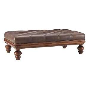   Leather and Wood Ottoman Coffee and Cocktail Table Furniture & Decor