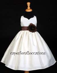 TAFFETA FLOWER GIRL DRESS IVORY / BLACK 2 4 6 8 10 830a  