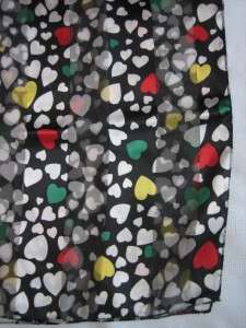   Day Scarf Hearts Black Red White Green Yellow Festive 59 x 13  
