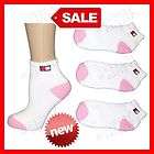 LOT WOMENS ANKLE SOCKS White w/Pink Toe & Heel NEW WHOLESALE 