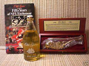 OLD SPICE LEATHER AS+COLLECTIBLE OS WHISTLE+NFL BOOK  