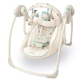 NEW BRIGHT STARTS COMFORT AND HARMONY PORTABLE SWING, BISCOTTI BABY 