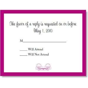  Hot Pink Scroll Wedding Reply Cards