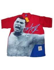   Muhammad Ali Button Down Short Sleeve Dress Shirt   Red / Royal Blue