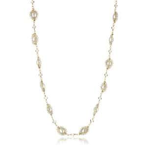  Dana Kellin Adjustable Pearl and Crystal Collar Necklace 