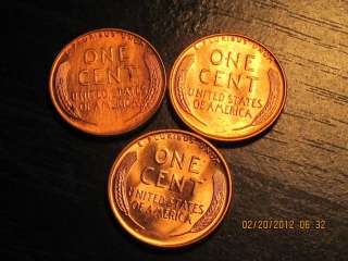 Trio of Lincoln Wheat Cent CH Unc. ~ Solid Coins ~  