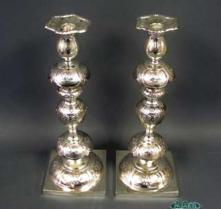 Fine Petticoat Silver Candlesticks Norblin Warsaw c1880  