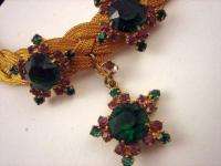 1940s Vermeil Mesh Woven Jay Kel Choker Necklace Set  
