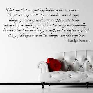   Quote I Believe Wall Sticker Decal Wall Mural Self Adhesive  