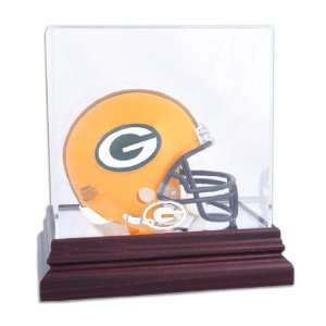  Mahogany Mini Helmet Packers Logo Display Case Sports 