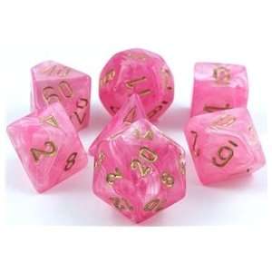   RPG Dice Set (Cirrus Pink) role playing game dice + bag Toys & Games