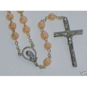  Vintage Rosy Beige color Glass beads ROSARY 7 mm 