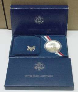 1986 Liberty Silver Dollar Coin Ellis Island w/Box/COA  