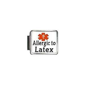  Allergic To Latex Medical Alert Italian Charm Bracelet 