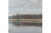 German Impressionist Fly Fishing Landscape Oil Painting  