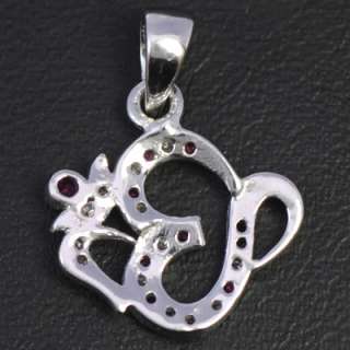 9k Pure White Gold Natural Top Red Ruby Diamond Om Pendant Free 