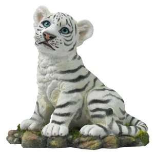  White Baby Tiger Sculpture