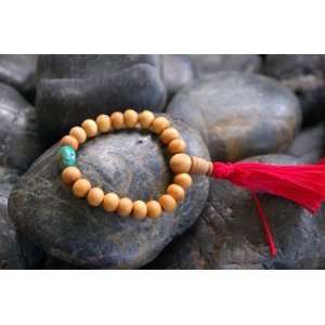  Sandal Wood Wrist Mala with Turquoise Spacer Everything 
