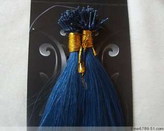 New 20 Human Hair Extensions I Tip 100S 50g Blue  