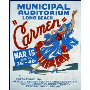    WPA Poster CarmenMunicipal Auditorium, Long Beach.