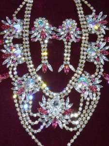 DRAG QUEEN AB *EXLUSIVE* HUGE Rhinestone Necklace SET SIGNED by BIJOUX 